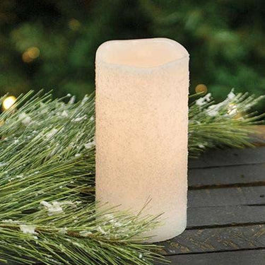 White Frosty Timer Pillar Candle, 3